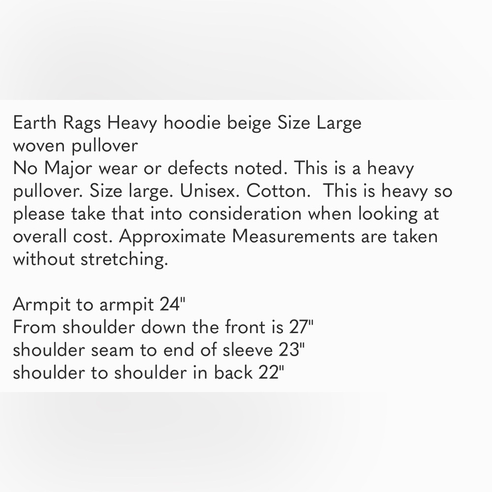Earth Ragz Heavy hoodie beige Size Large woven pullover - Picture 7 of 7